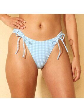 NEW Wild Fable Gingham Seersucker Low-Rise High Leg Extra Cheeky Bikini Bottom